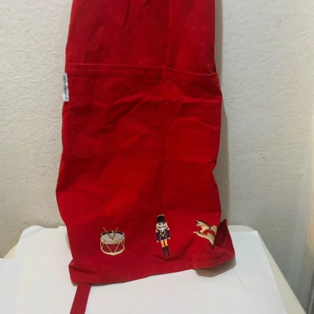 Williams Sonoma Apron Adult Red Cotton Canvas Two Pockets Adjustable Tie Classic